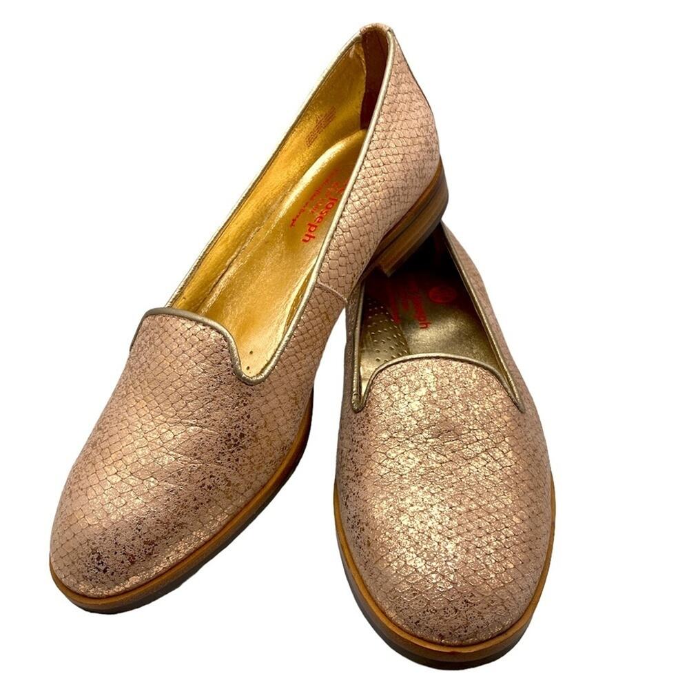 Marc Joseph Columbus Rose Gold Snakeskin Print Leather Loafer 5.5